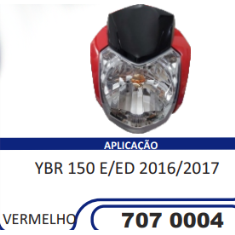 Carenagem Farol Completa Compatível YBR-150 E/ED 2016/2017 (Vermelho) Sportive